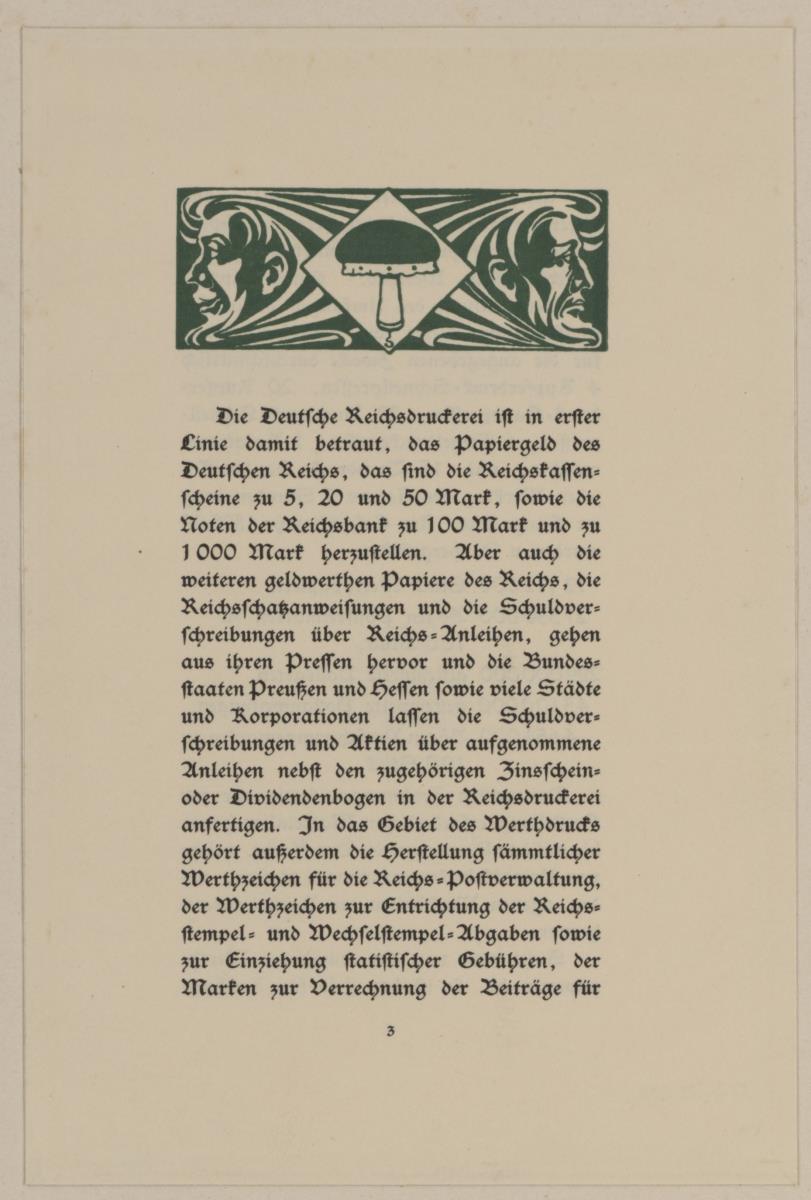 Die Deutsche reichsdruckerei auf der Weltausstellung in Paris 1900