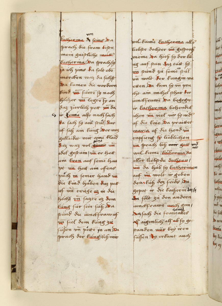 Textseite. Raimund, Das Leben der Hl. Katharina von Siena (geschrieben von der Nonne Elisabeth Warüssin)