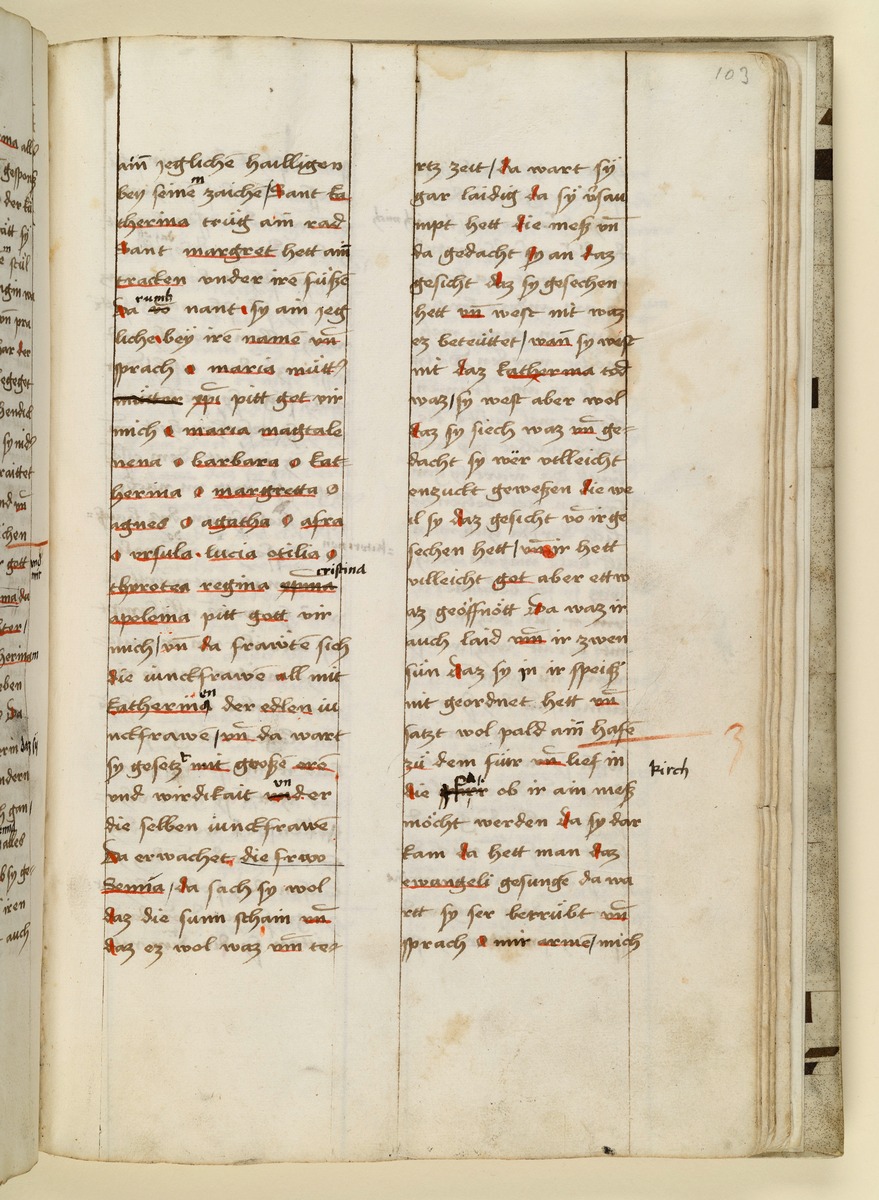 Textseite. Raimund, Das Leben der Hl. Katharina von Siena (geschrieben von der Nonne Elisabeth Warüssin)