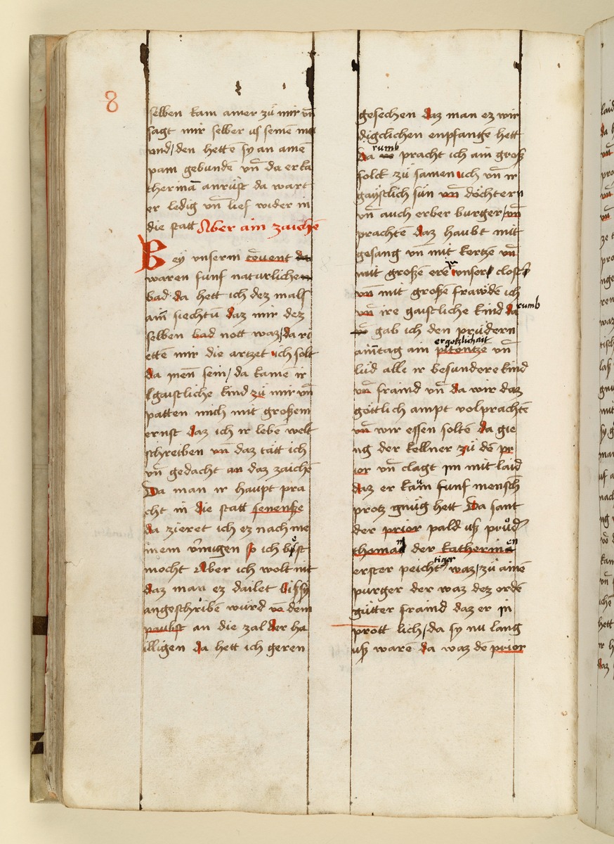 Textseite. Raimund, Das Leben der Hl. Katharina von Siena (geschrieben von der Nonne Elisabeth Warüssin)