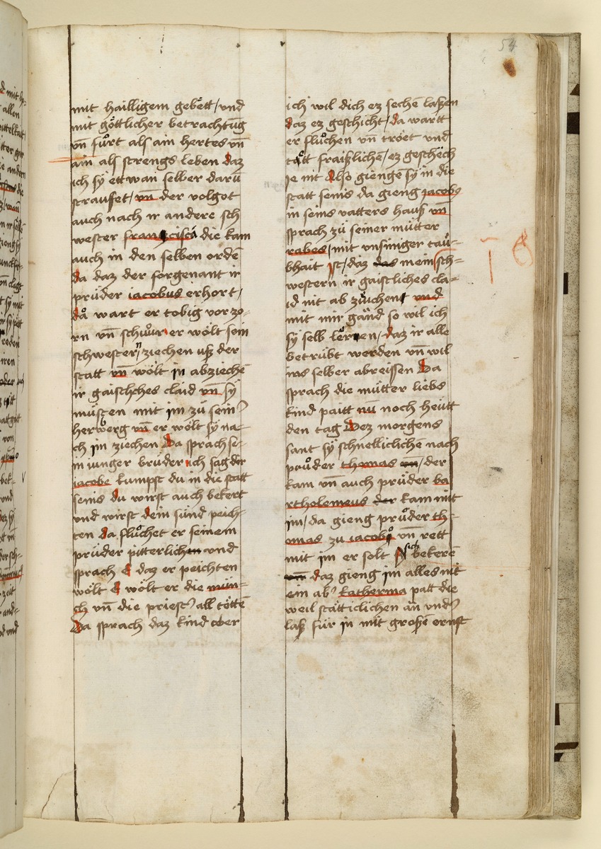 Textseite. Raimund, Das Leben der Hl. Katharina von Siena (geschrieben von der Nonne Elisabeth Warüssin)