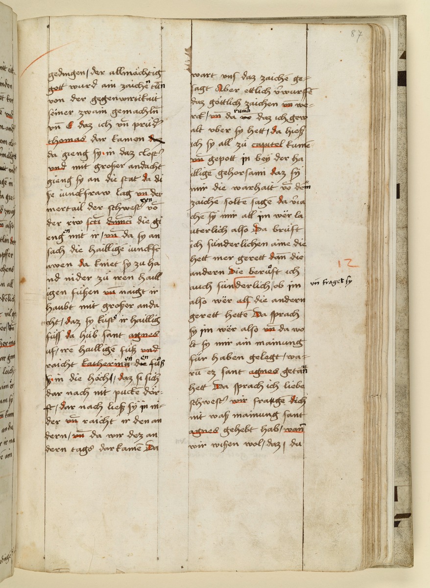 Textseite. Raimund, Das Leben der Hl. Katharina von Siena (geschrieben von der Nonne Elisabeth Warüssin)