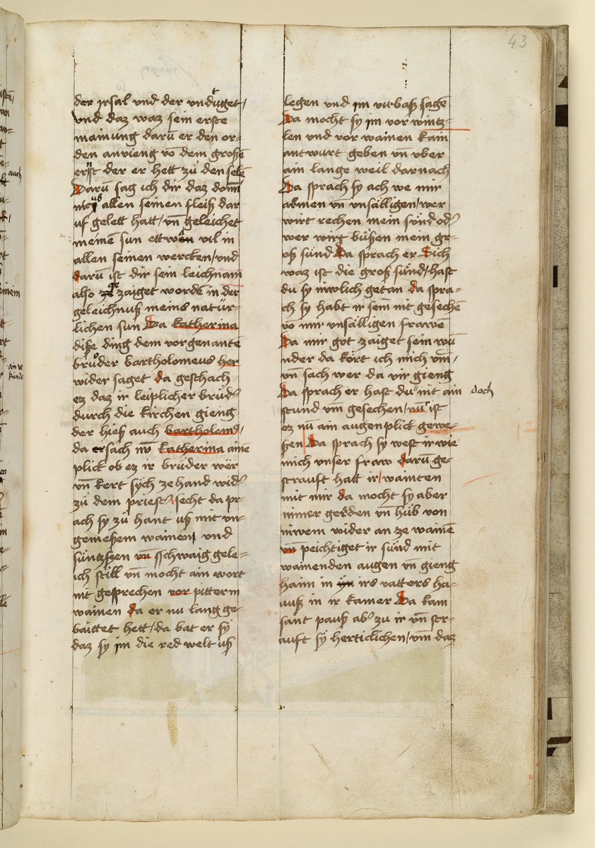 Textseite. Raimund, Das Leben der Hl. Katharina von Siena (geschrieben von der Nonne Elisabeth Warüssin)