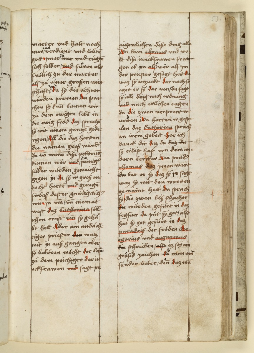 Textseite. Raimund, Das Leben der Hl. Katharina von Siena (geschrieben von der Nonne Elisabeth Warüssin)