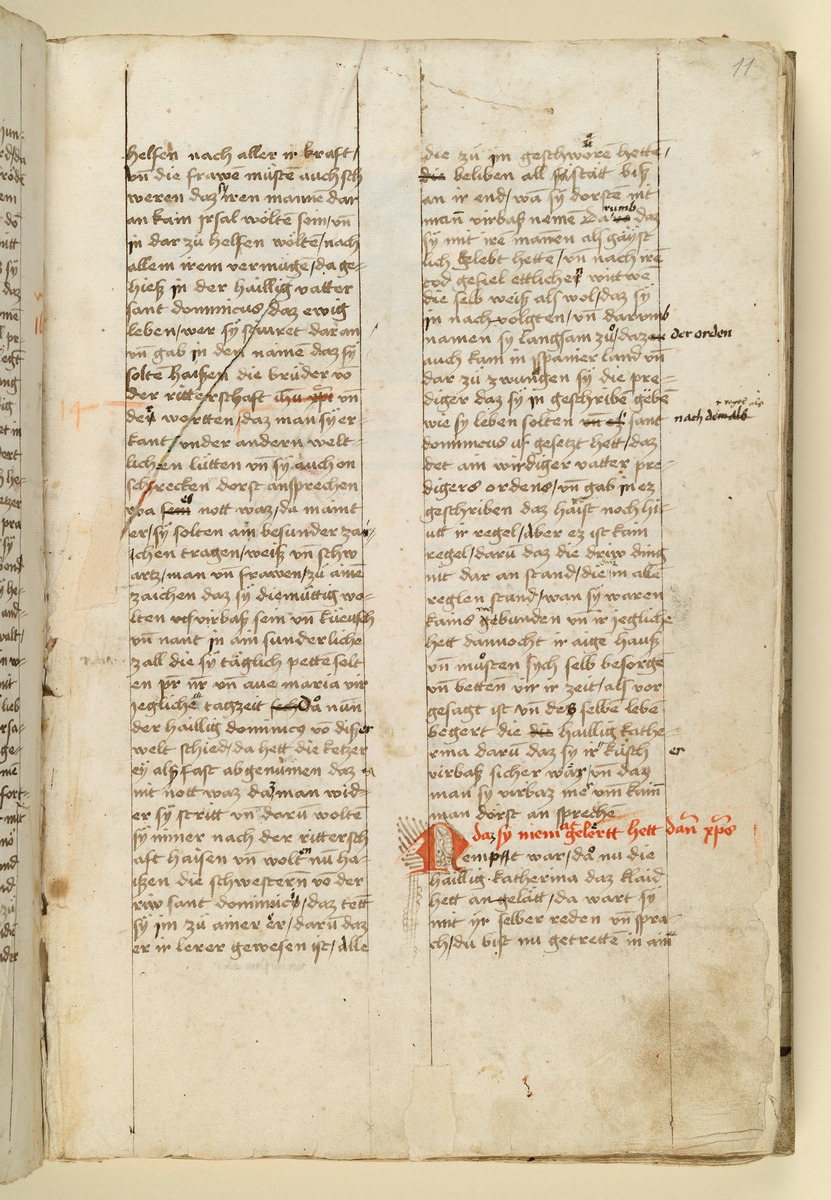 Textseite. Raimund, Das Leben der Hl. Katharina von Siena (geschrieben von der Nonne Elisabeth Warüssin)