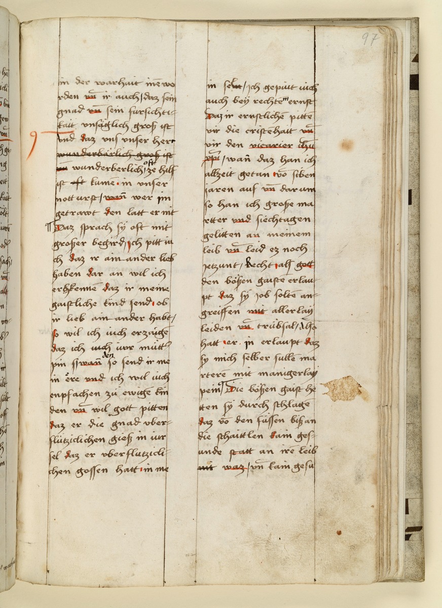 Textseite. Raimund, Das Leben der Hl. Katharina von Siena (geschrieben von der Nonne Elisabeth Warüssin)