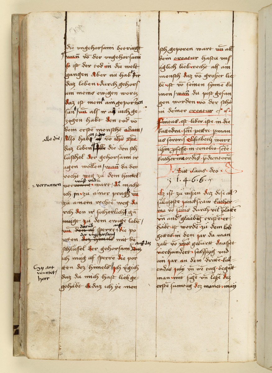 Textseite. Raimund, Das Leben der Hl. Katharina von Siena (geschrieben von der Nonne Elisabeth Warüssin)