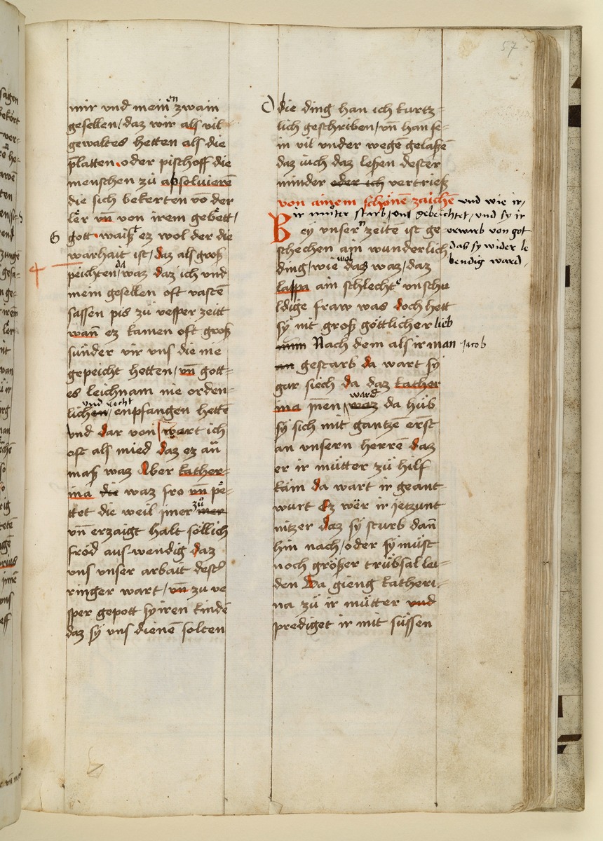 Textseite. Raimund, Das Leben der Hl. Katharina von Siena (geschrieben von der Nonne Elisabeth Warüssin)