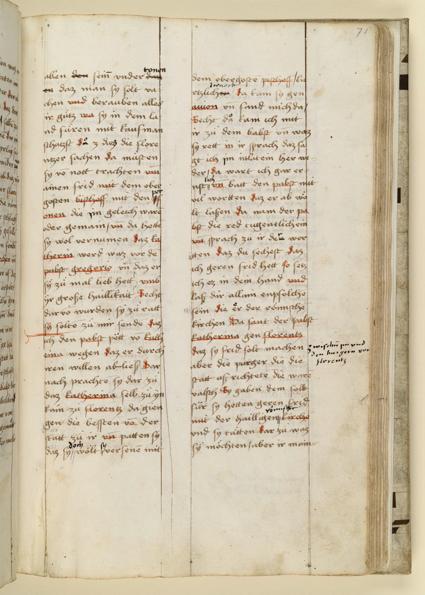 Textseite. Raimund, Das Leben der Hl. Katharina von Siena (geschrieben von der Nonne Elisabeth Warüssin)