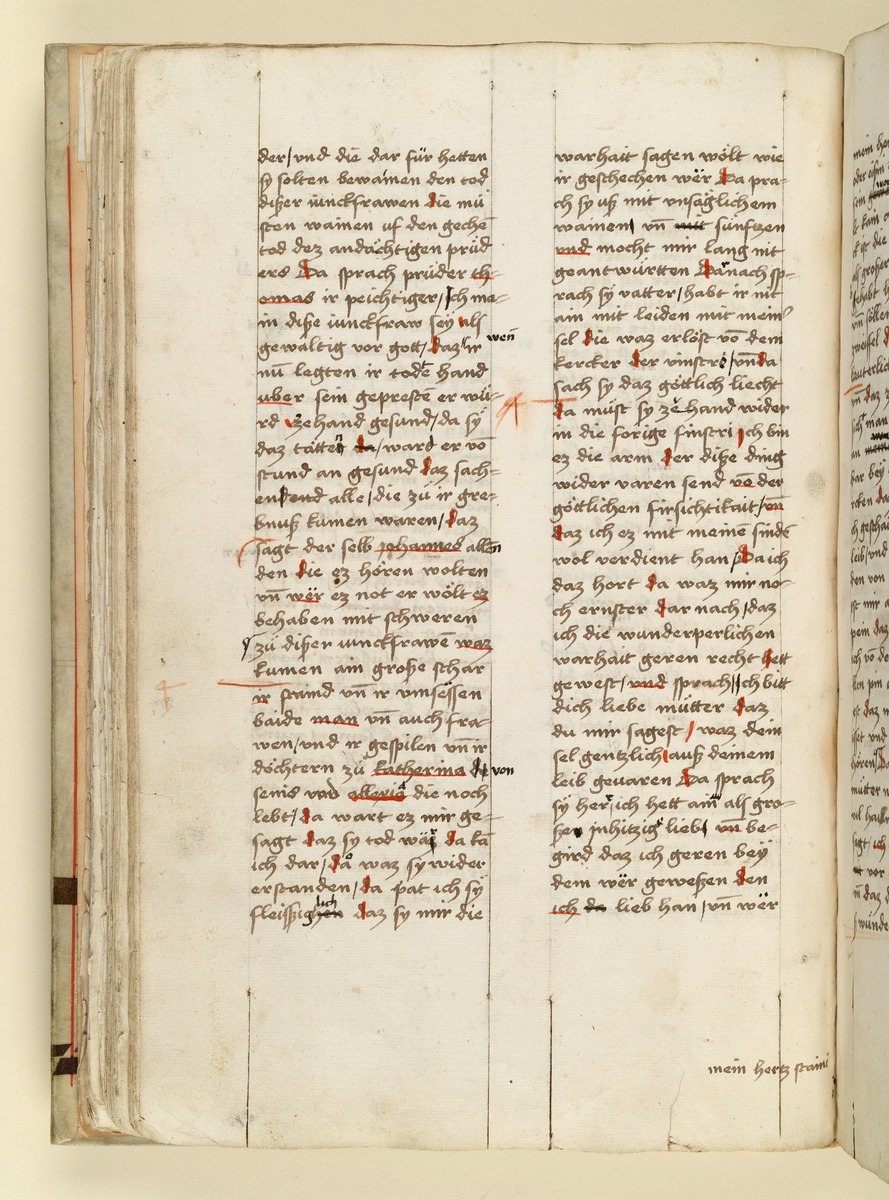 Textseite. Raimund, Das Leben der Hl. Katharina von Siena (geschrieben von der Nonne Elisabeth Warüssin)