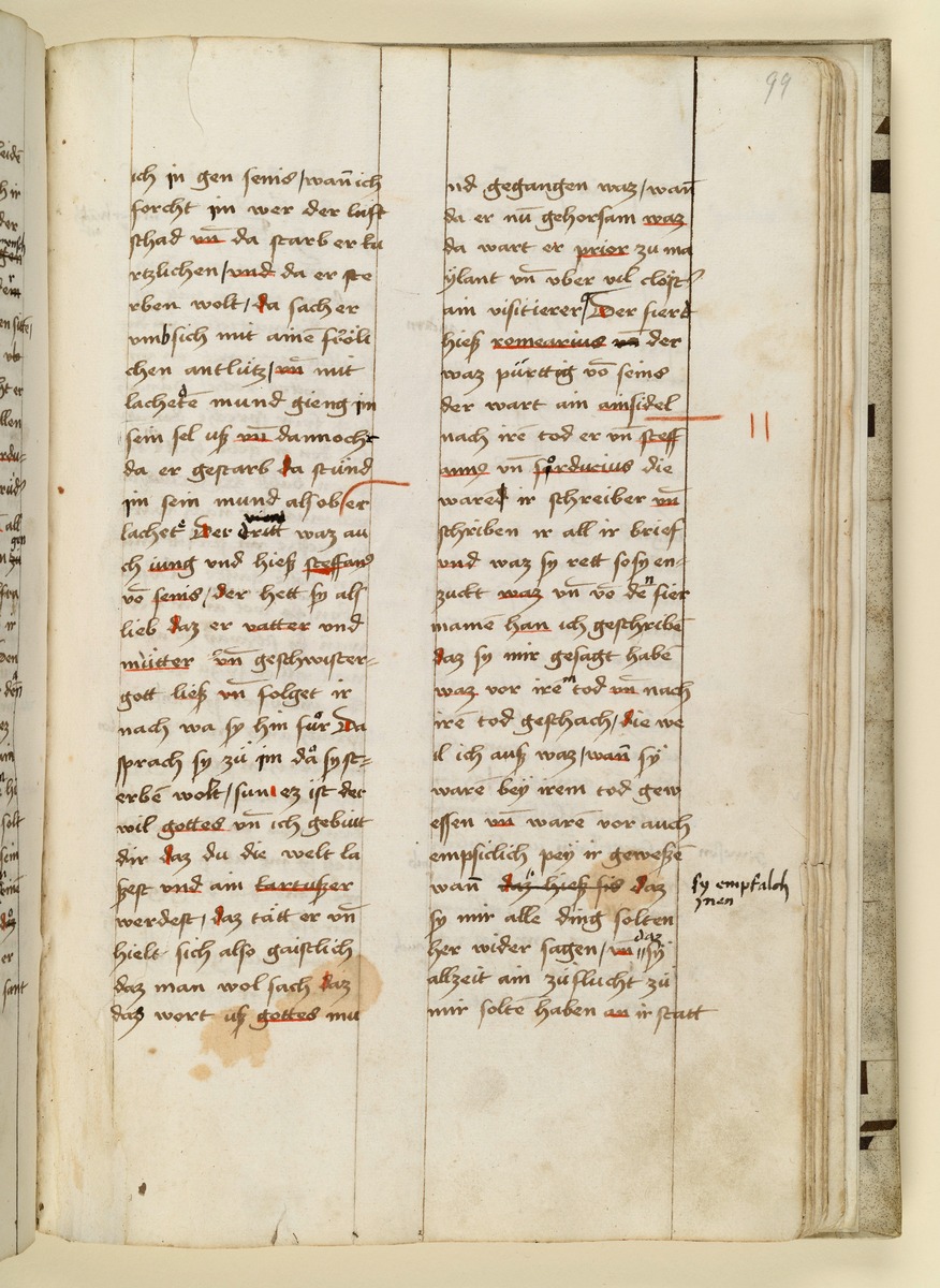 Textseite. Raimund, Das Leben der Hl. Katharina von Siena (geschrieben von der Nonne Elisabeth Warüssin)