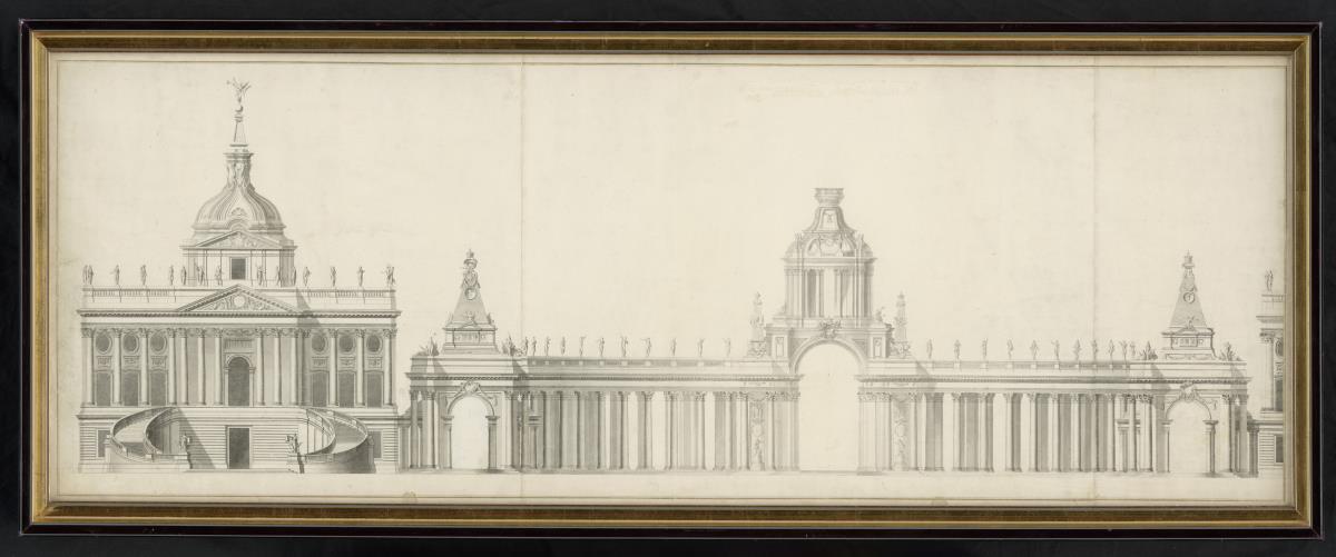 Aufrissentwurf zu Communs und Kolonnade des Neuen Palais in Potsdam