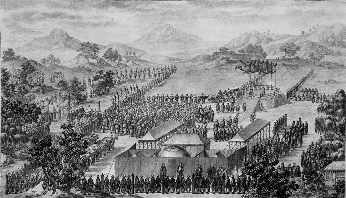 "Der Kaiser begibt sich persönlich vor die Stadt, um Berichte verdienter Offiziere und Soldaten entgegenzunehmen", Blatt 15