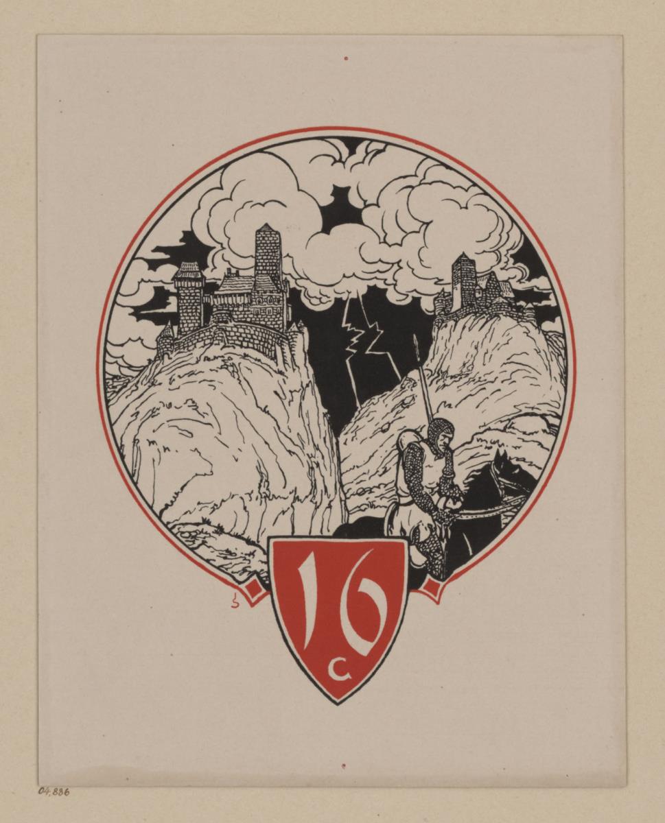 Ritter vor Gewitter. Illustration für Karl Lachmann. Die Nibelunge. Berlin: Stargardt 1898-1904