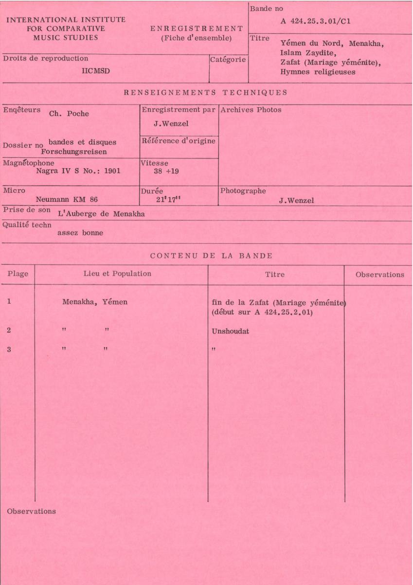 Yémen du Nord / Menakha / Islam Zaydite / Zafat (Mariage yéménite) / Hymnes religieuses