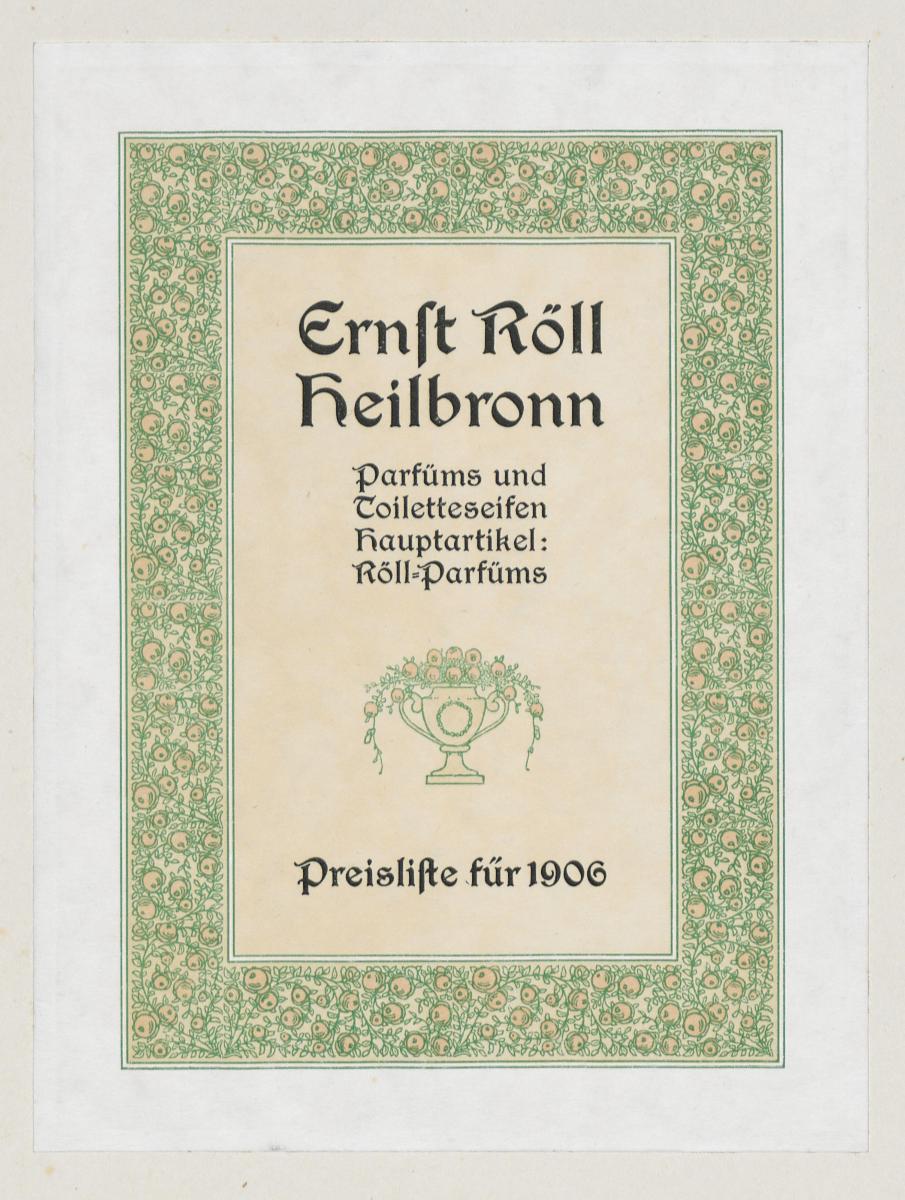Ernst Röll Heilbronn, Preisliste 1906 (im Musterbuch Vogeler-Zierat)