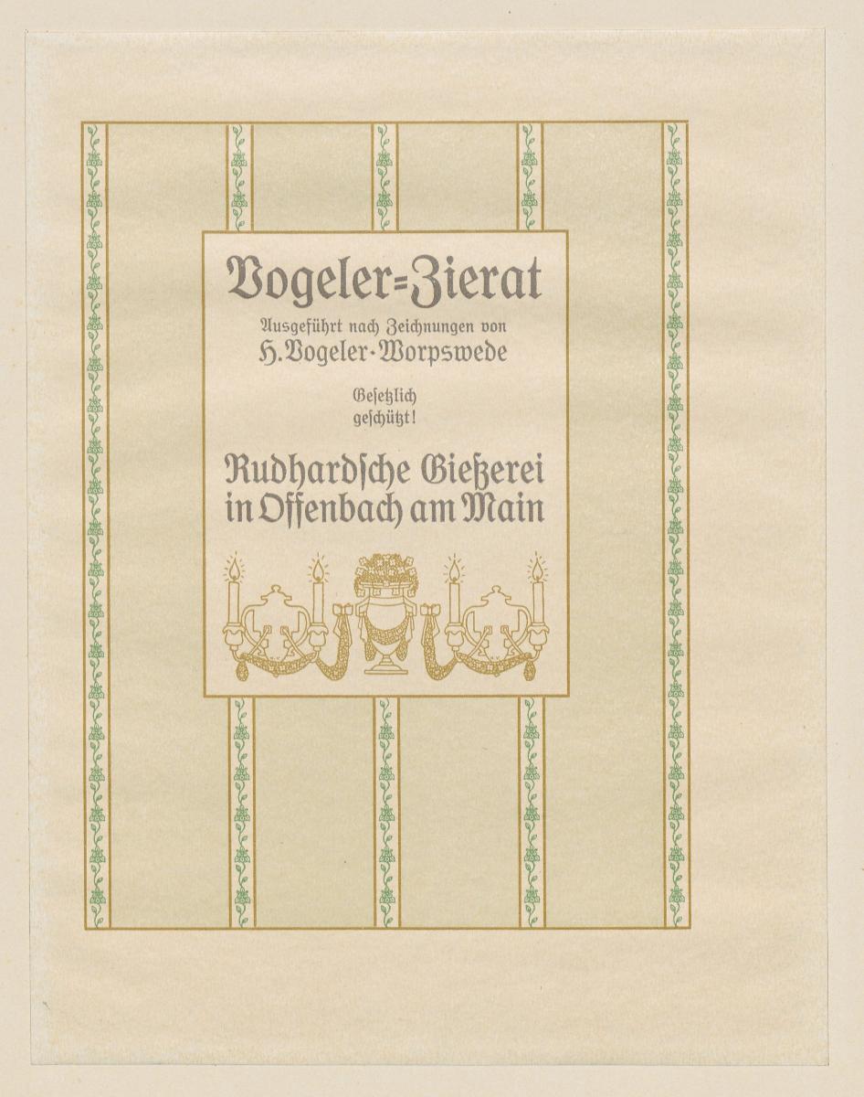 Titel zu Vogeler-Zierat. Ausgeführt nach Entwürfen von Heinrich Vogeler