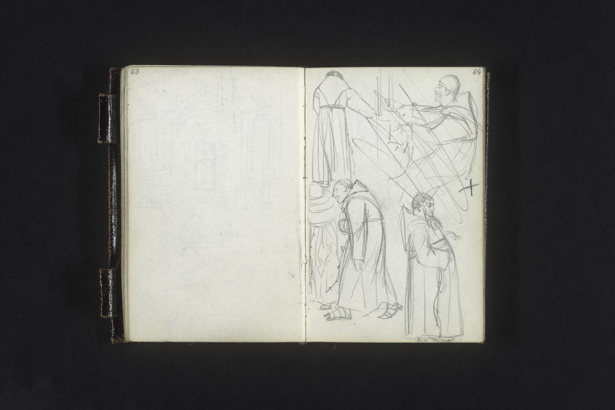 Vier Mönche, ein fünfter Orgel spielend (dieser verworfen)