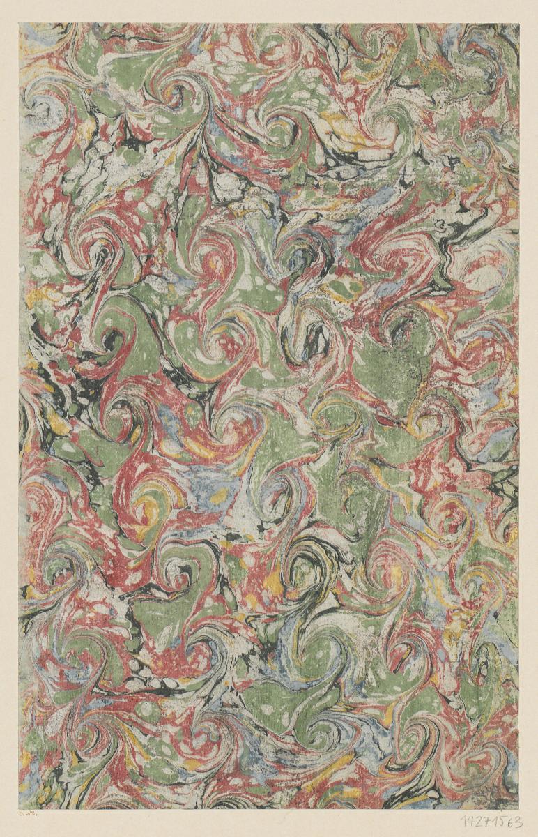 Schneckenmarmorpapier (aus Oevres de Cottart, Paris 1686)