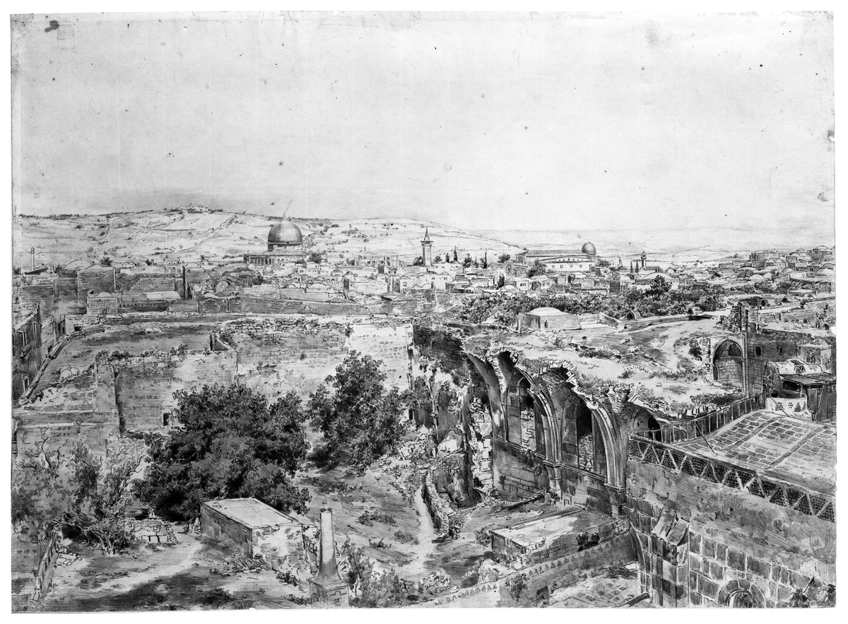 Blick vom Dach der Grabeskirche nach der Zionshöhe in Jerusalem