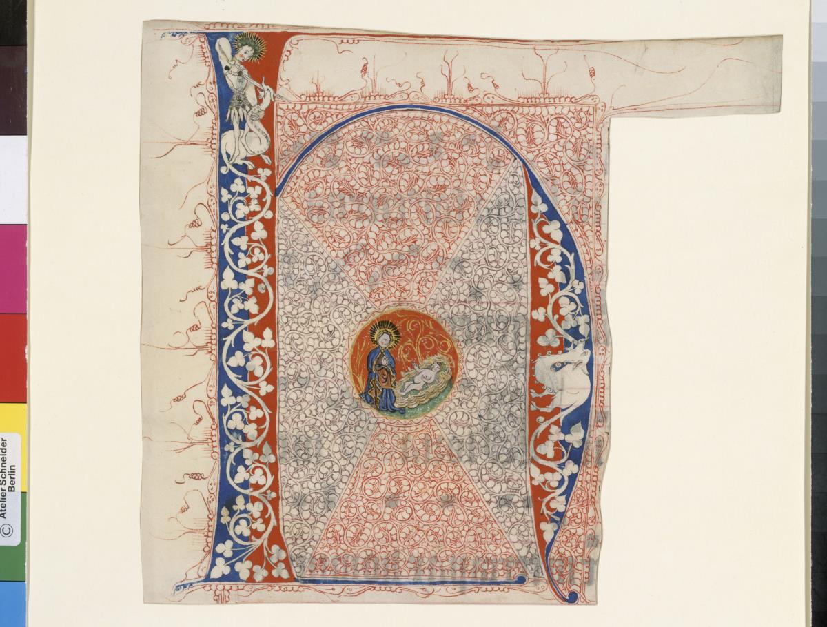 Initiale H(odie), Geburt Christi, Antiphonarium Officii, Fragment