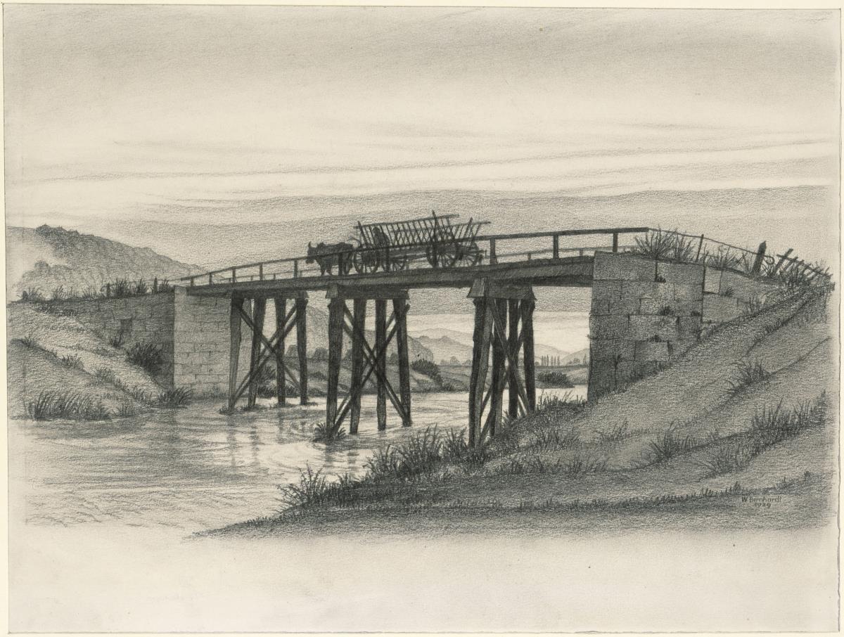 Alte Brücke mit Ochsengespann