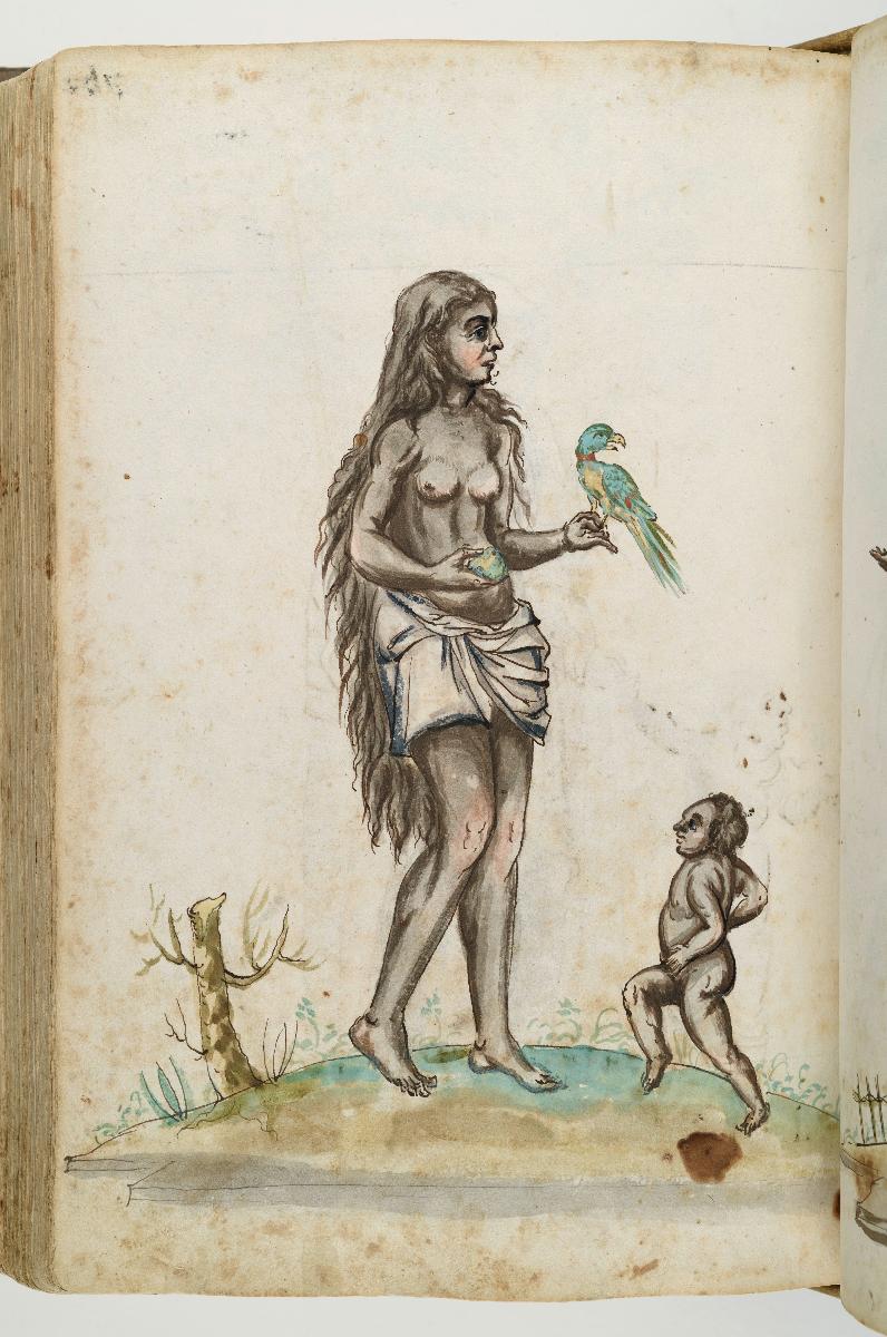 Heldt’sches Trachtenbuch: Frau in Lendenschurz und Kind