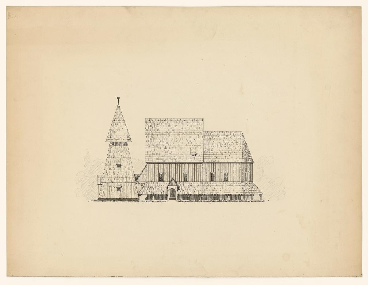 Entwurf für eine Holzkirche, Südseite