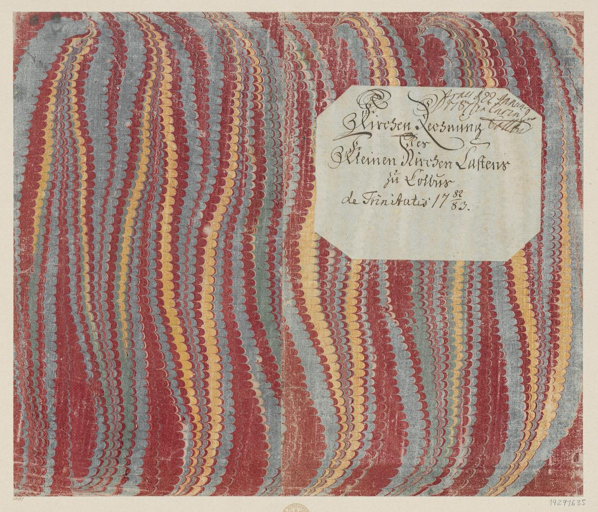 Kammmarmorpapier (Einband für eine Akte mit Etikett, 1782/83)