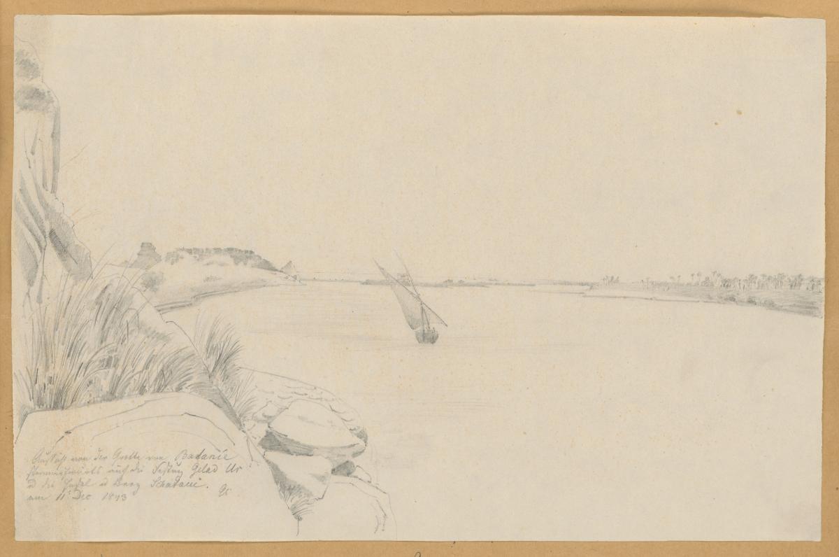 Ägypten-Expedition, Nubien, Gebel el Shams, Ansicht von der Grotte von Batanie