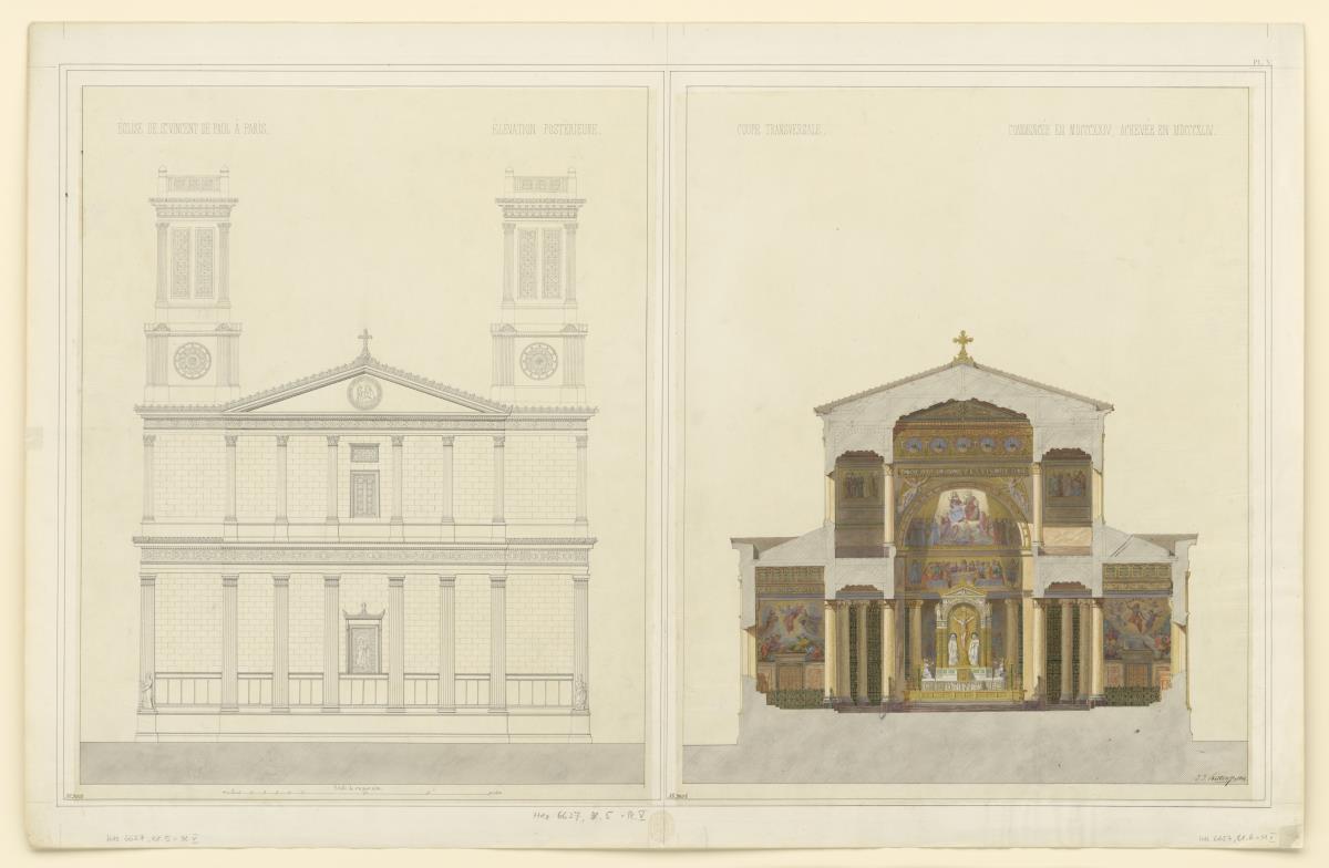 Entwurf für die Église de St. Vincent-de-Paul, Paris, Schnitt