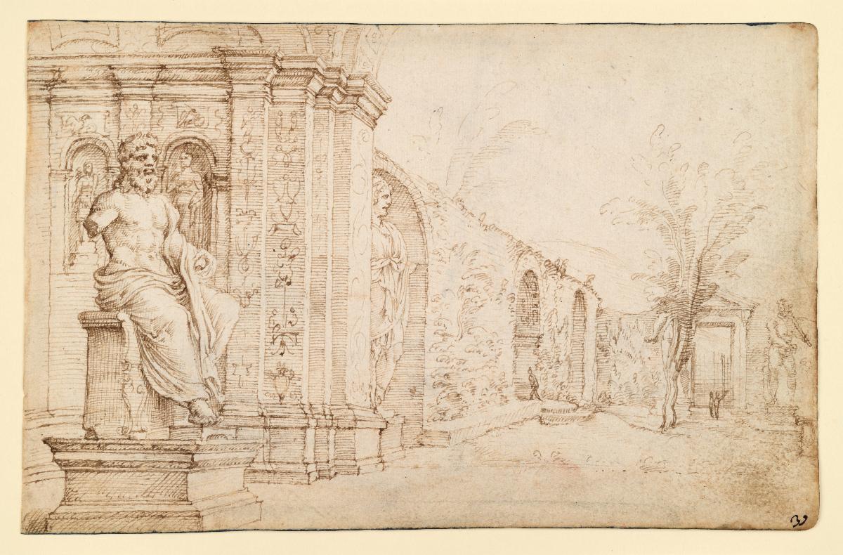 Blick aus der Gartenloggia in den "giardino segreto" der Villa Madama