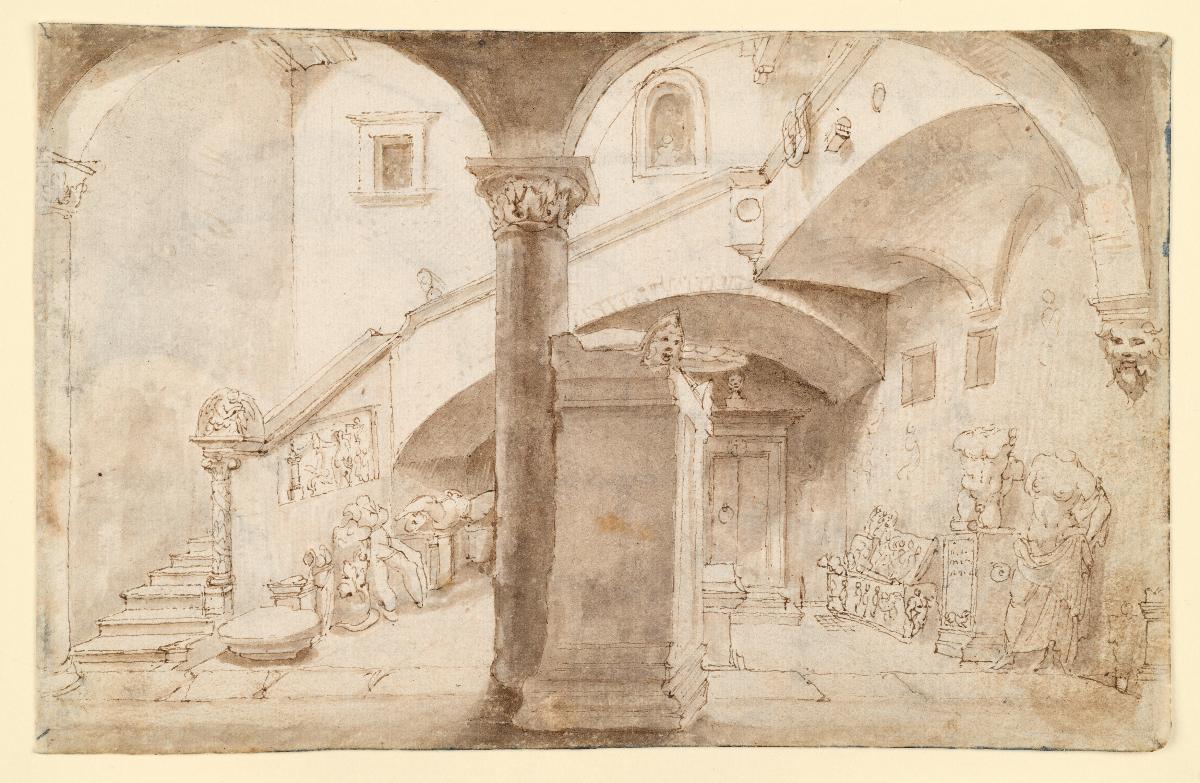 Innenhof der Casa Maffei mit Skulpturen