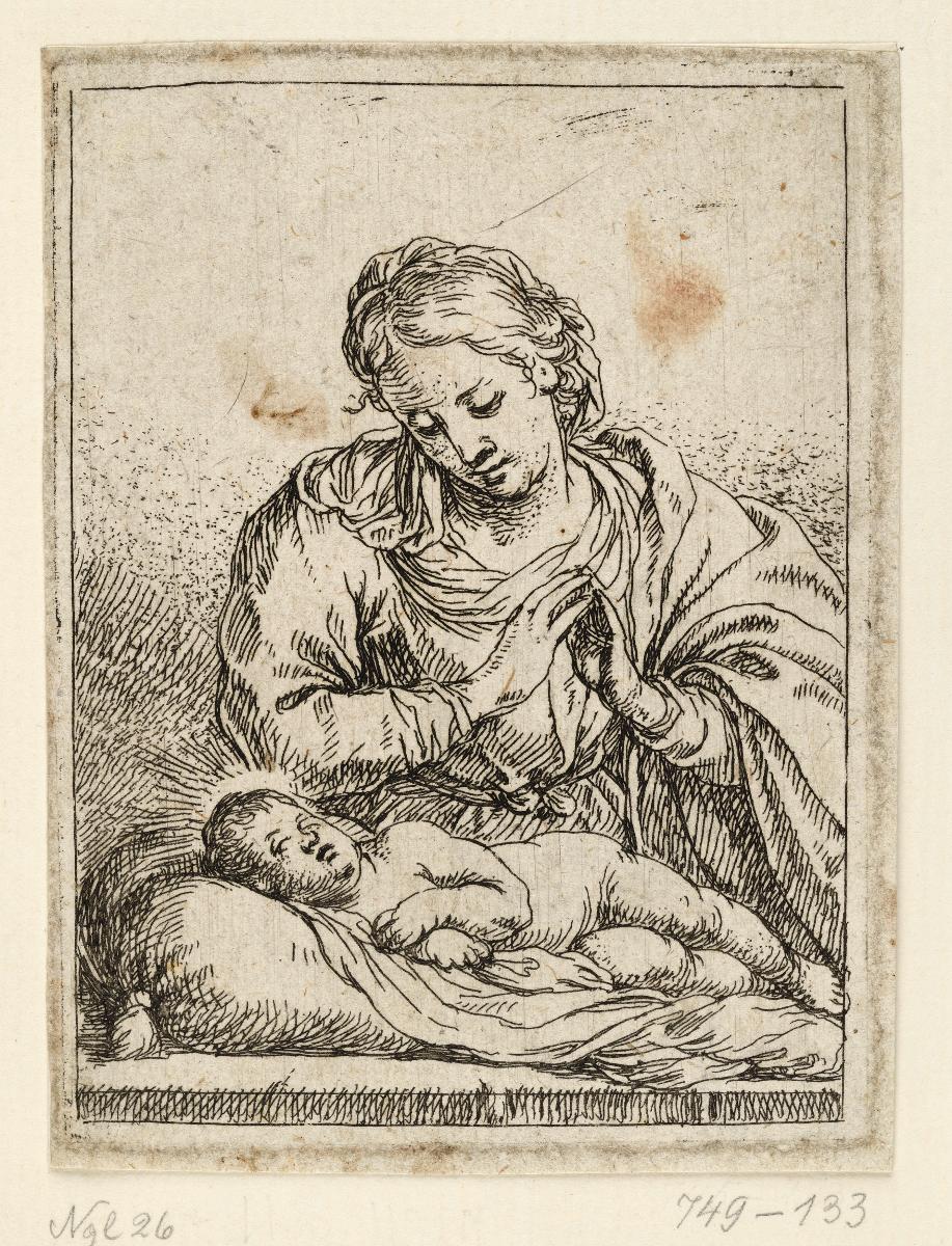 Die Madonna betrachtet das schlafende Kind