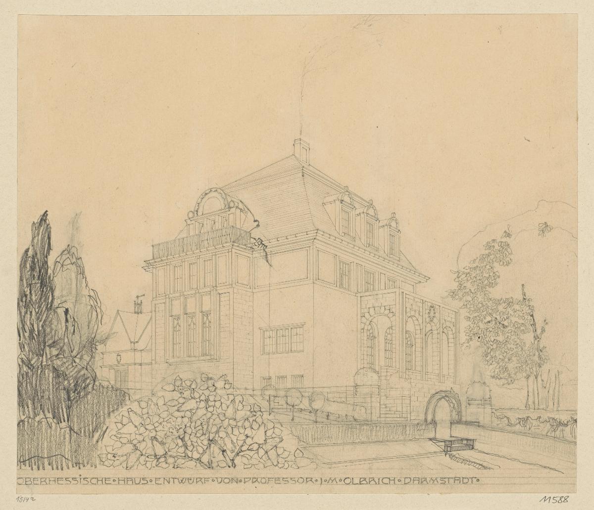 Darmstadt, Oberhessisches Haus, Perspektive von Südwesten