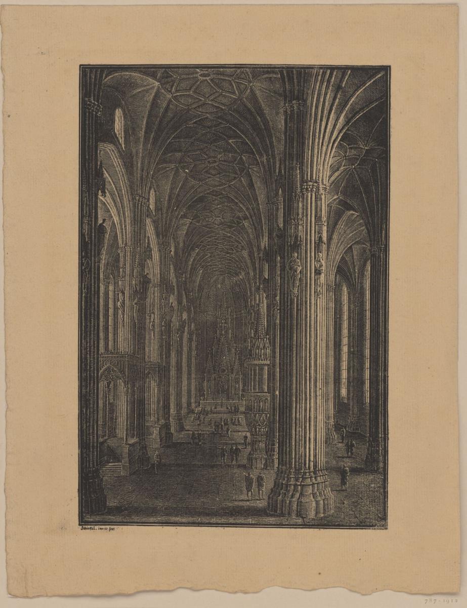 Gotischer Dom. Perspektivische Innenansicht.