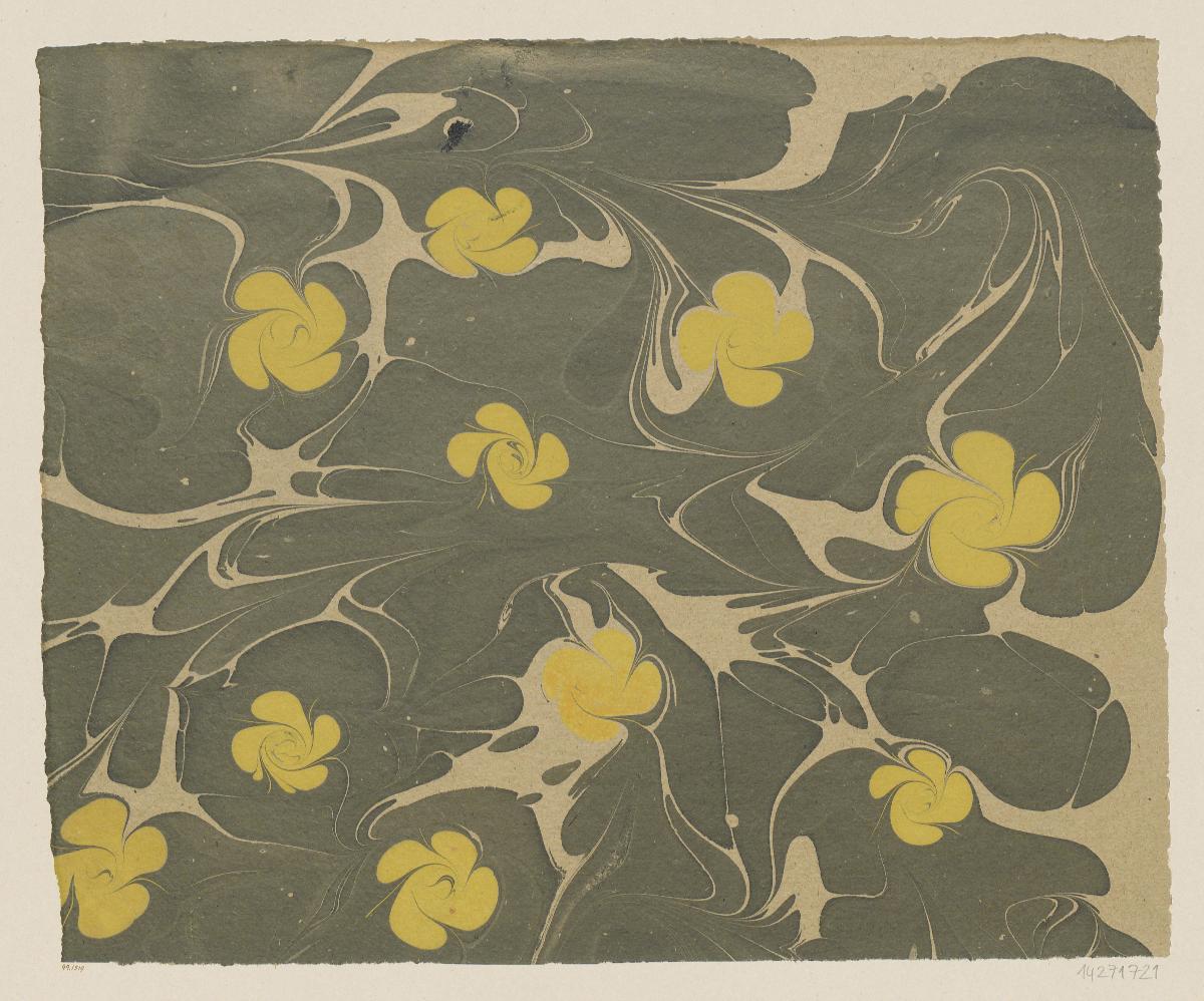 Marmorpapier (mit Blütenmotiven)