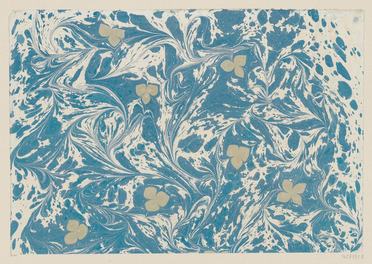 Marmorpapier (mit kleineren Blütenmotiven)