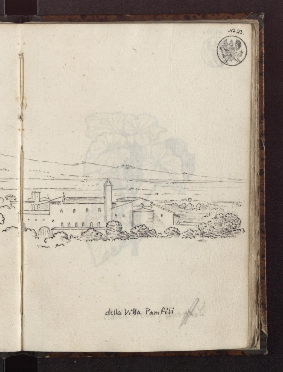 Blick von der Villa Pamphili auf das Kloster San Pancrazio und das Albanergebirge
