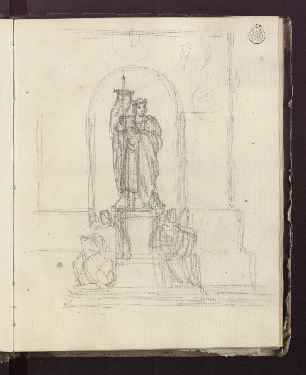 Entwurf zu einem Fürstendenkmal, am Sockel zwei Engel / Allegorien