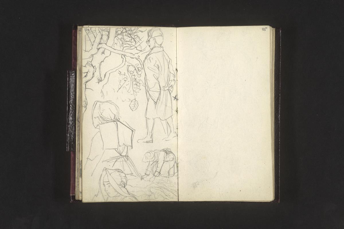 Studien von Baumgeäst und vier Figuren