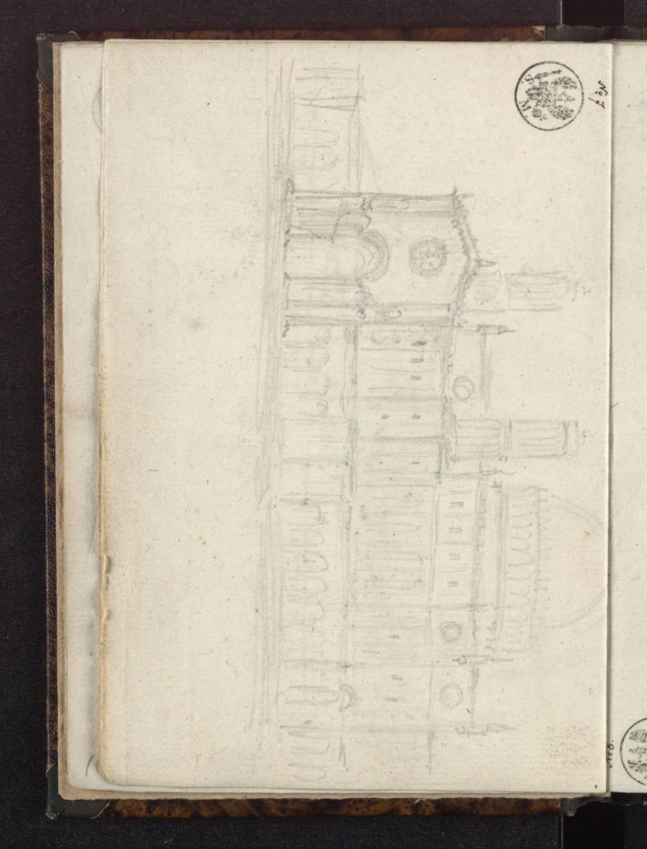 Der Dom von Palermo mit verändert gezeichneter Kuppel / Entwurf zu einem Dom