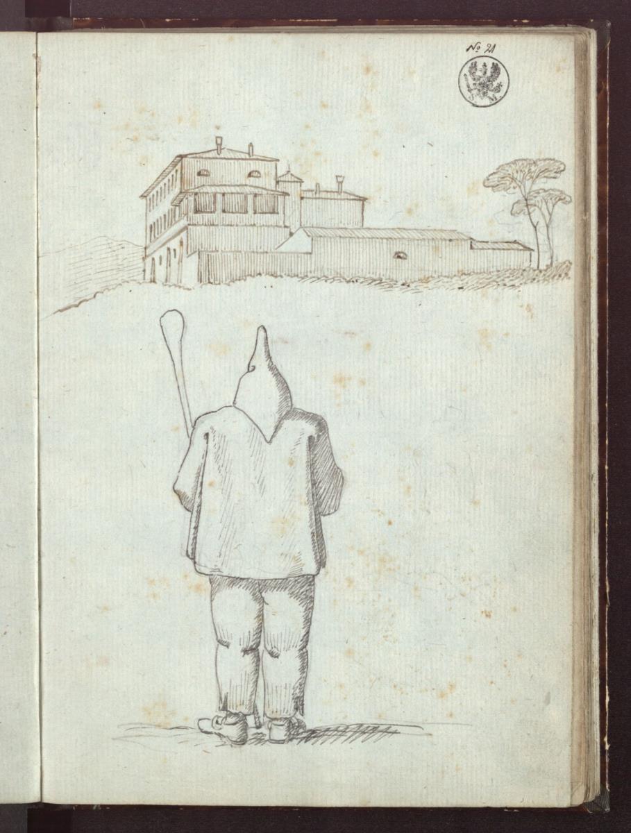Villa in der Umgebung von Rom & Rückenansicht eines Hirten