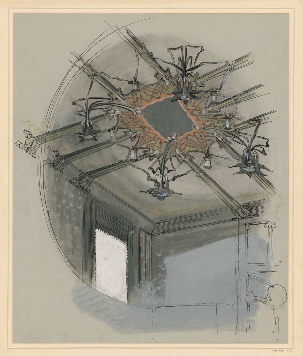Zimmerdecke mit mehrstrahligem Deckenleuchter