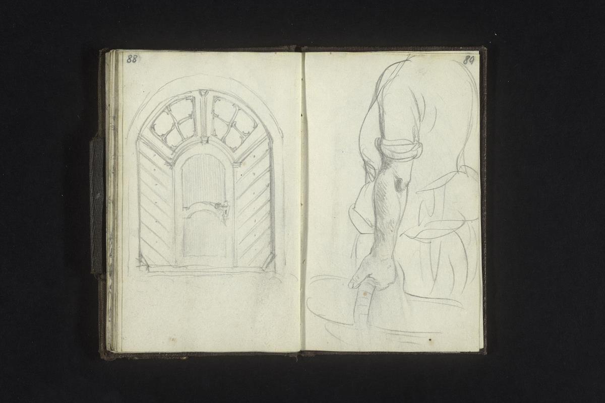 Pforte / Frau mit Korb in der linken Hand