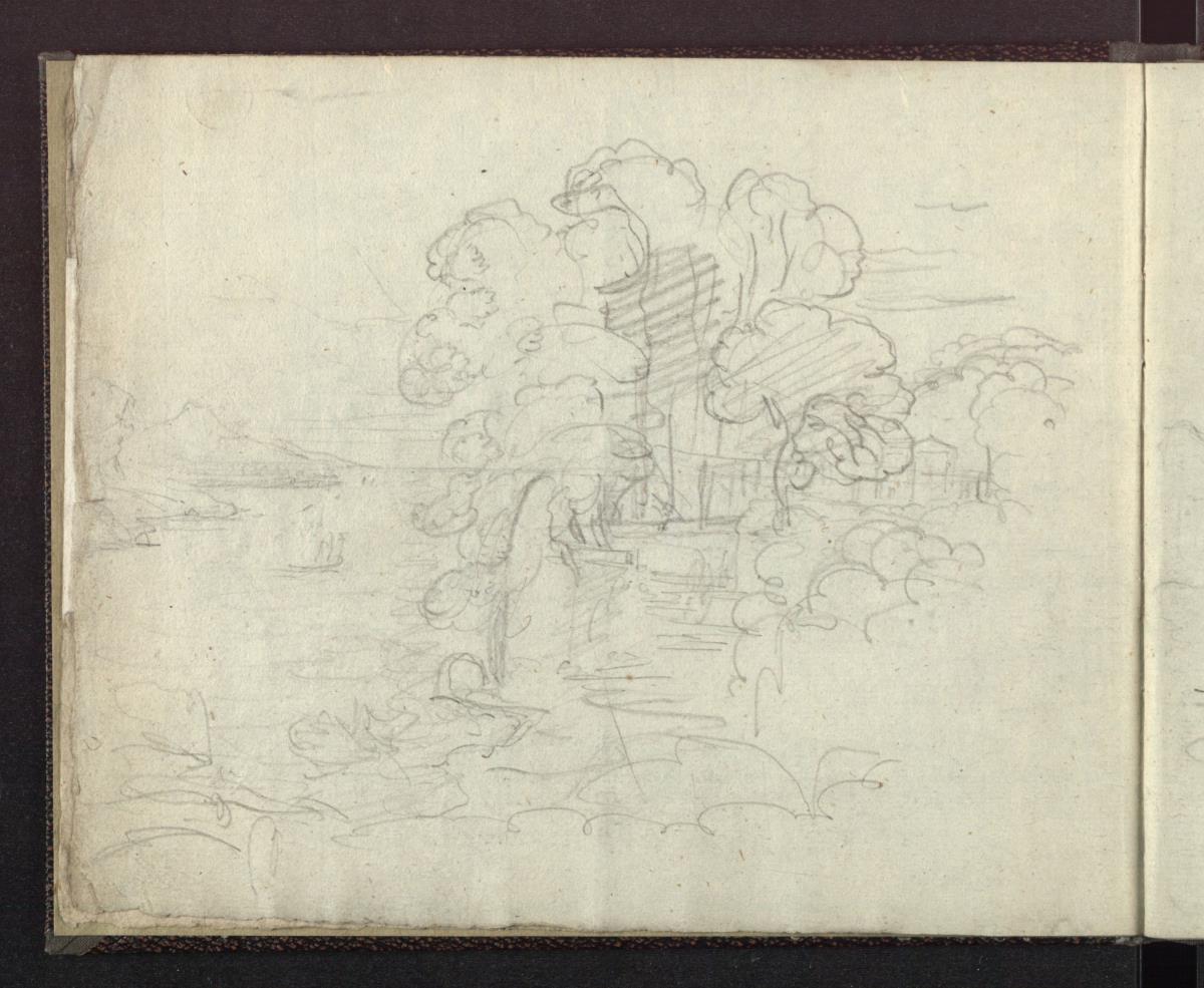 Landschaft mit Ausblick aufs Meer / Entwurf zu dem Gemälde "Blick aufs Meer bei Sonnenaufgang" von 1807 oder 1808