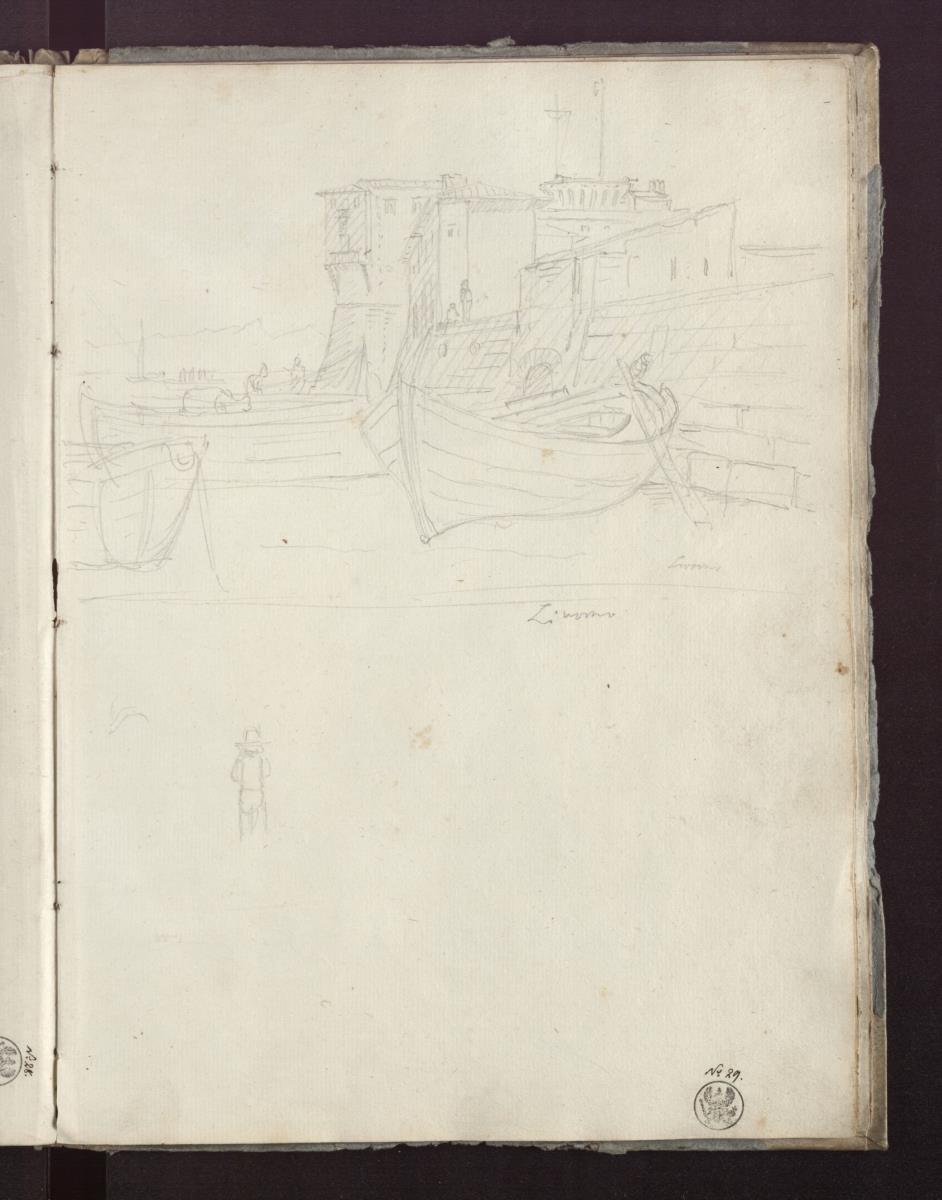 Das Hafenkastell von Livorno & Rückenansicht eines Mannes