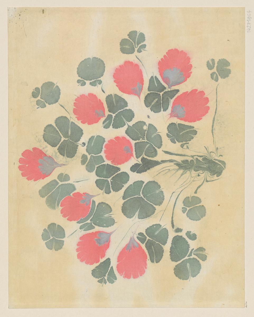 Marmoriertes Vorsatzpapier (Blumenmotiv)