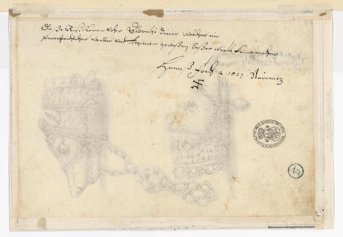 Aufschriften und Stempel auf der Rückseite