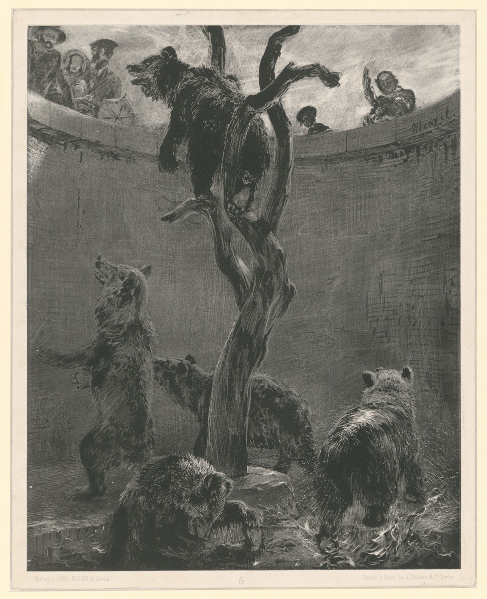 Der Bärenzwinger im Zoologischen Garten. Blatt 6 aus: Versuche mit Pinsel und Schabeisen, Heft 1